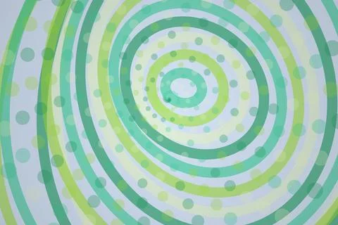 Abstract spiral pattern with green and blue circles and lines Stock Illustration