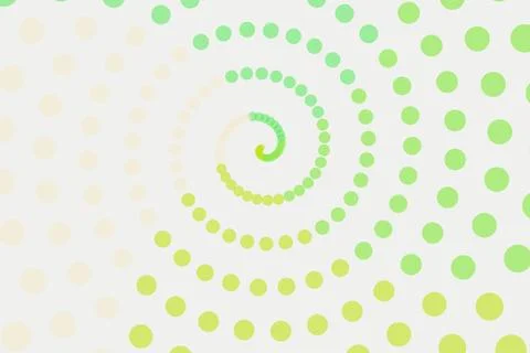 Abstract spiral pattern with green dots on light background Stock Photos