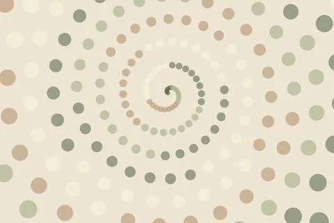 Abstract spiral pattern made of beige and green dots Stock Illustration