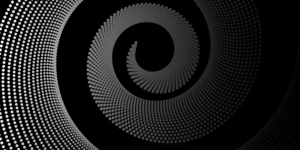 Abstract spiral pattern made of white dots on a black background. The dynam.. イラスト素材