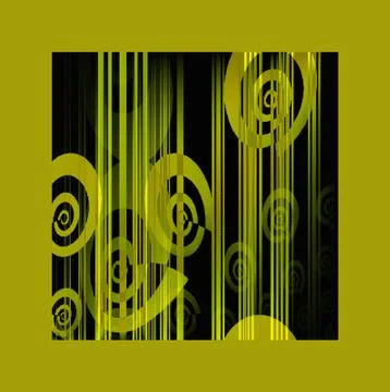 Abstract spiral pattern olive green and black in frame Stock Illustration