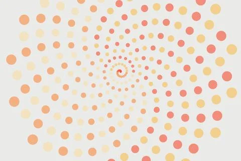 Abstract spiral pattern with orange dots on light background Stock Photos