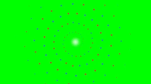 Abstract spiral pattern of red and blue dots on a bright green background Stock Footage 340267131
