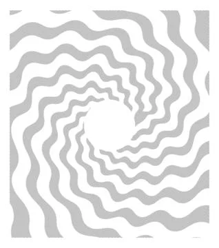 Abstract spiral pattern with wavy grey lines creating an optical illusion. イラスト素材