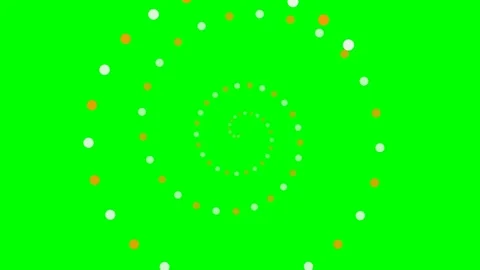 Abstract spiral pattern of white and orange dots on a bright green background Stock Footage 341839670