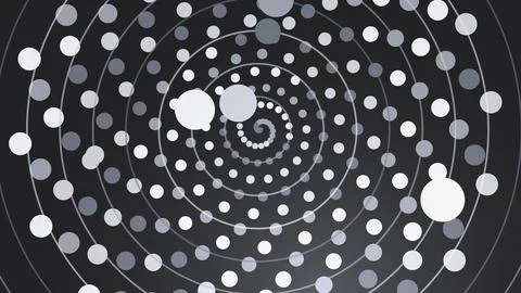 Abstract spiral pattern with white dots on black background Stock Illustration