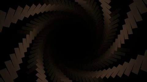 Abstract spiral shaped pattern with spinning bricks on a black background Stockillustratie