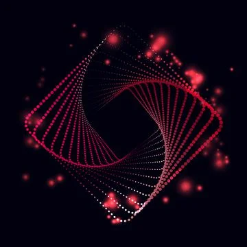 Abstract spiral square shape made of halftone dots, pink red color Stock Illustration