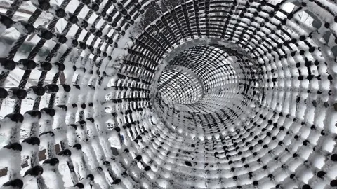 Abstract Spiral Structure Featuring an Intricate and Patterned Surface Stock Footage 303627013