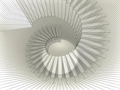 Abstract spiral structure perspective with wire-frame mesh Stock Illustration