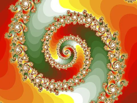 Abstract spiral structure in red and green tones, Holiday decoration. Stock Illustration