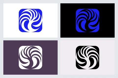 Abstract Spiral Tree Logo Icon Set Stock Illustration