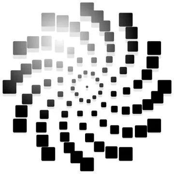 Abstract spiral, twirl graphics with rectangles. Vector. Illustrazione stock