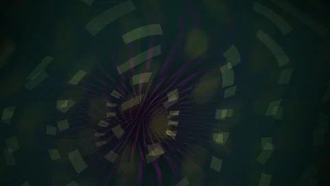 Abstract Spiral Vortex Background with Rotating Green Geometric Shapes and .. Stock Footage 343690373