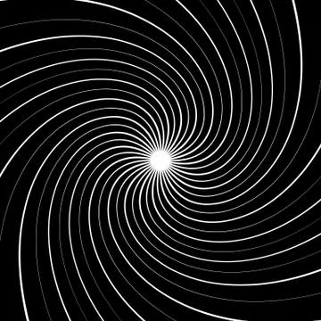 Abstract spiral, vortex background with thin, radiating lines. Monochrome bac Stockillustratie