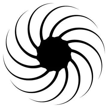 Abstract spirally shape, motif. vector. Twirling, curved radiating lines. 스톡 일러스트