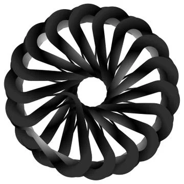 Abstract spirally, twirly shape isolated on white. Monochrome vector element. Stock Illustration