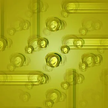 Abstract spirals and circles pattern in green shades centered and blurr Stock Illustration