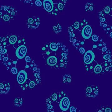 Abstract spirals and circles pattern dark blue with light blue and ligh Stock Illustration