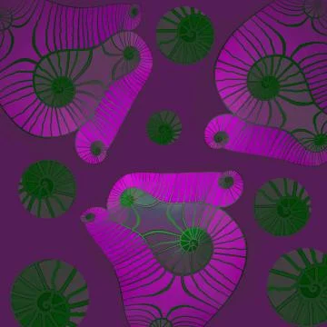 Abstract spirals pattern purple violet green Stock Illustration