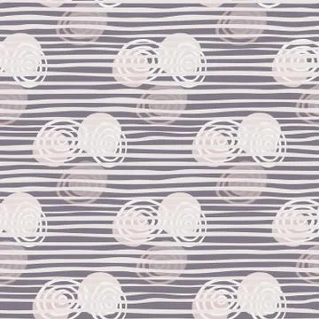Abstract spirals seamless pattern on stripes vector background. Circle shape  Stock Illustration