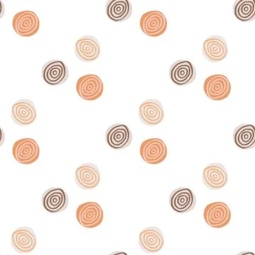 Abstract spirals seamless pattern on white background. Circle shape.Hand draw Stock Illustration