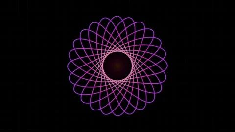 Abstract spirograph neon flower pattern looping on dark background for visual 库存影片 344685144