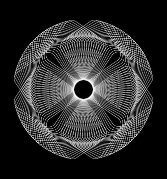 Abstract Spirograph Radial Geometric Line Pattern, Circular Symmetry Stock Illustration