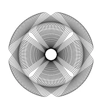 Abstract Spirograph Radial Geometric Line Pattern, Circular Symmetry Stock Illustration