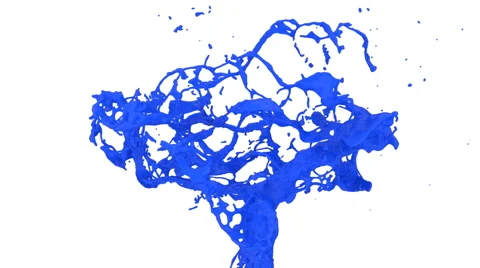Abstract splash of blue paint in slow motion, isolated on white (FULL HD) Video stock 47830397