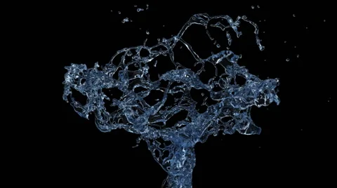 Abstract splash of blue water in slow motion, isolated on black (FULL HD) Video stock 48771208