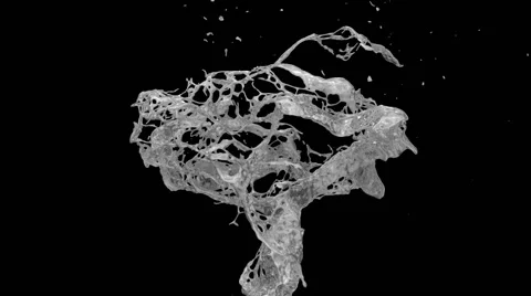 Abstract splash of bright silver in slow motion, isolated on black (FULL HD) Video stock 51258261