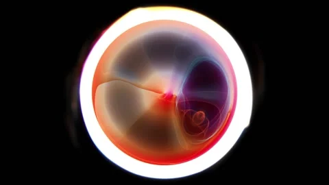 Abstract splash of colored intertwining lines enclosed in a white circle Stock Footage 156863415