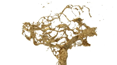 Abstract splash of dark gold in slow motion, alpha channel included (FULL HD) Stock-Footage 51072264