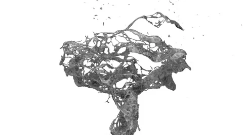 Abstract splash of dark silver in slow motion, isolated on white (FULL HD) Stock-Footage 51258370