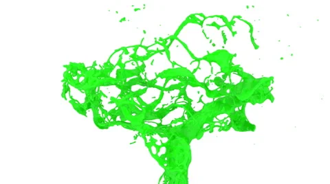 Abstract splash of green paint in slow motion, isolated on white (FULL HD) 스톡 동영상 47830488