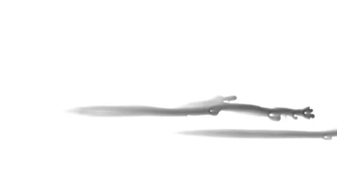 Abstract splash ink vertical stroke black and white transition on white backdrop Stock Footage 138540005