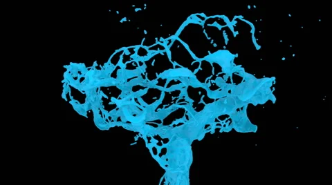 Abstract splash of light blue paint in slow motion, isolated on black (FULL HD) Video stock 47830593