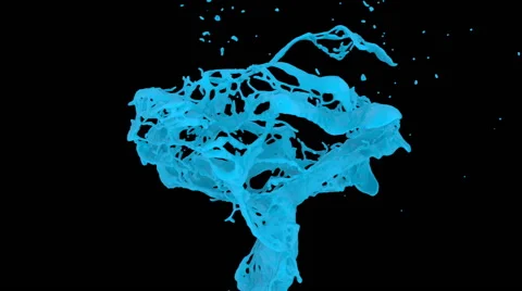 Abstract splash of light blue paint in slow motion, alpha included (FULL HD) Video stock 48239287