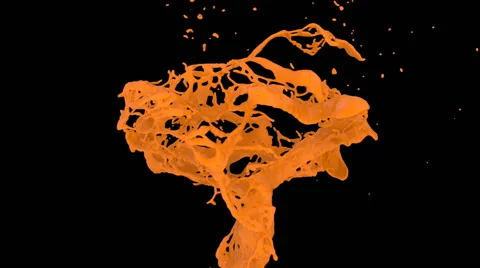 Abstract splash of orange paint in slow motion, alpha channel included (FULL HD) Stock Footage 48239655