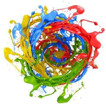 Abstract splash paint isolated white background. 3d illustration, 3d renderin イラスト素材