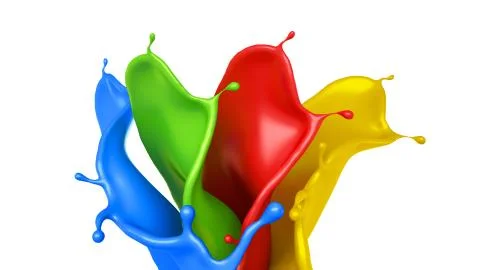 Abstract splash paint isolated white background. 3d illustration, 3d renderin Stock Illustration