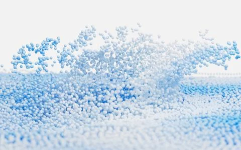 Abstract splash particles and balls, 3d rendering. Stock Illustration