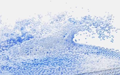 Abstract splash particles and balls, 3d rendering. Stock Illustration
