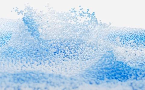 Abstract splash particles and balls, 3d rendering. Stock Illustration