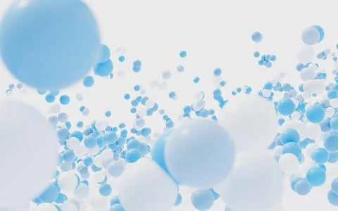 Abstract splash particles and balls, 3d rendering. Stock Illustration