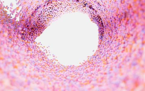 Abstract splash particles and balls, 3d rendering. Ilustração Stock