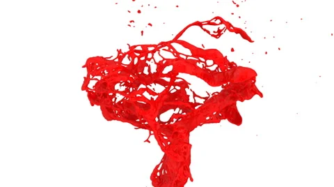 Abstract splash of red paint in slow motion, alpha channel included (FULL HD) Stock Footage 48508852