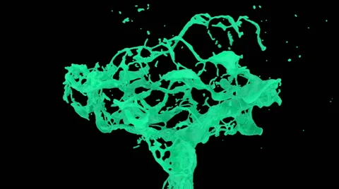 Abstract splash of turquoise paint in slow motion, isolated on black (FULL HD) Video stock 47831193