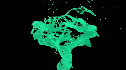 Abstract splash of turquoise paint in slow motion, alpha included (FULL HD) 스톡 동영상 48509153